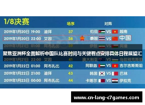 聚焦亚洲杯全面解析中国队比赛时间与关键看点安排具体日程展望汇 聚焦亚洲杯全面解析中国队比赛时间与关键看点安排具体日程展望汇